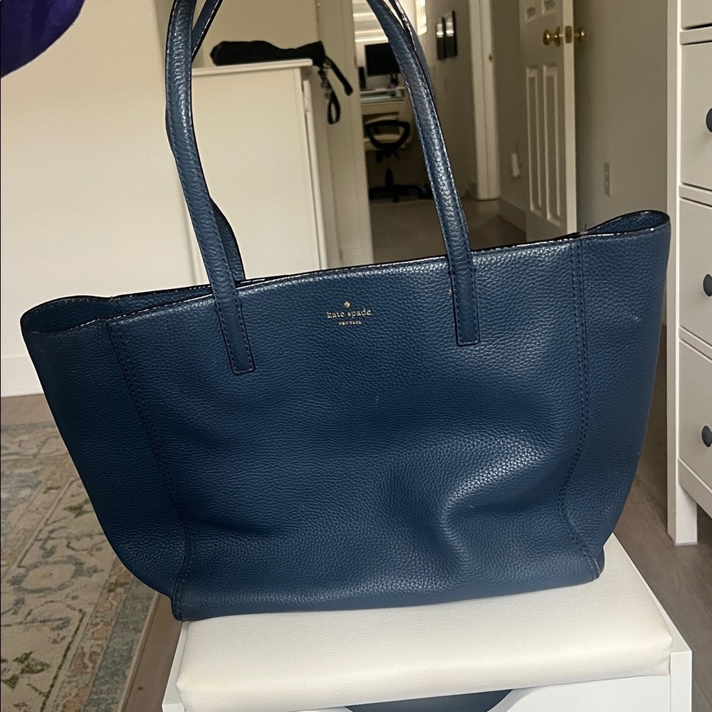 Kate Spade Dark Blue Pebble Leather Tote